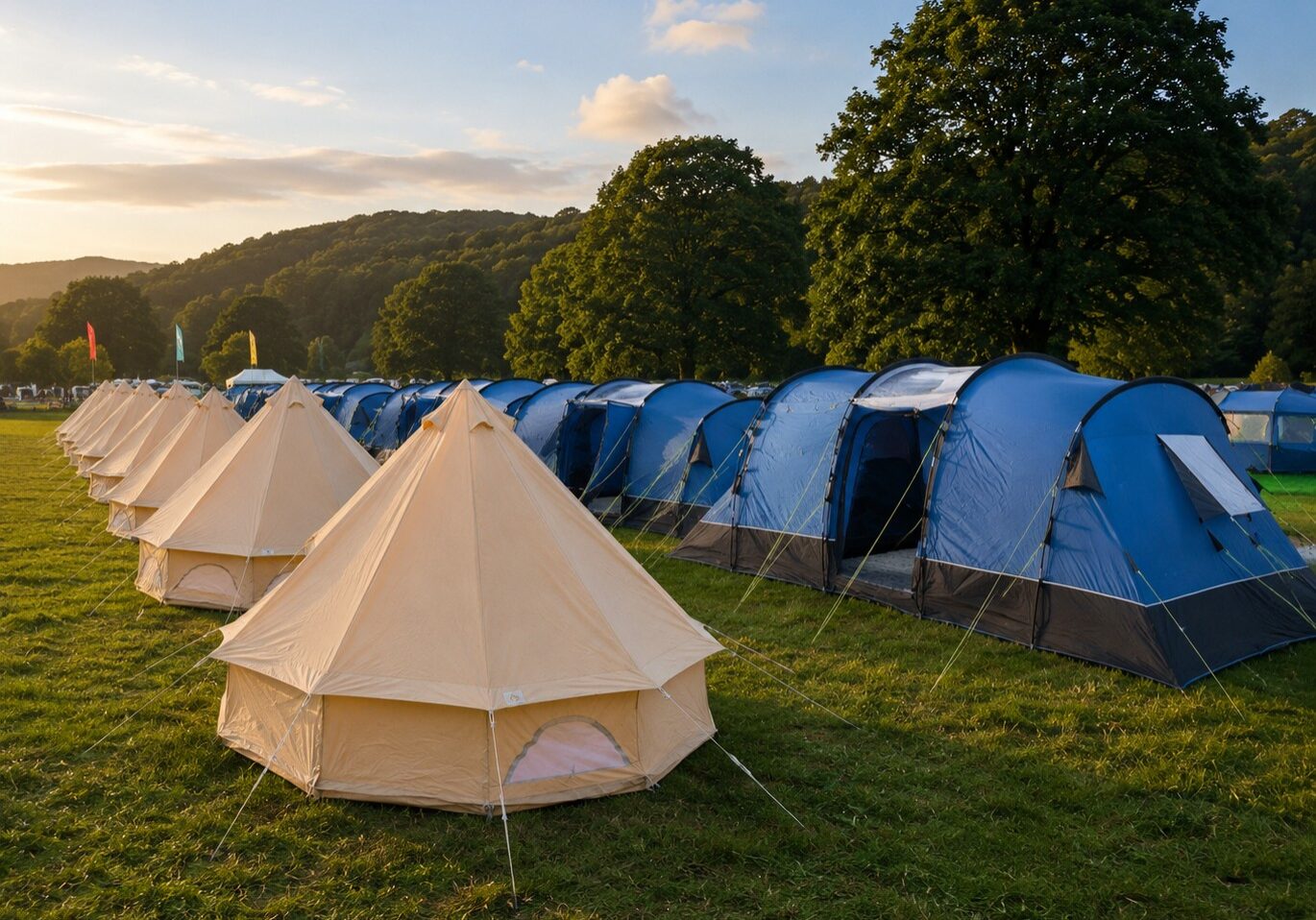 Pre-pitched tents
